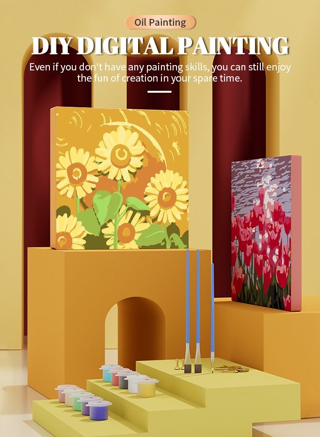 لوحة قماشية للرسم بالأرقام للأطفال البالغين والمبتدئين، لوحة قماشية للرسم بالأرقام مصنوعة يدويًا لحفلات الرسم وأنشطة الفصل الدراسي والهدايا - Image 2